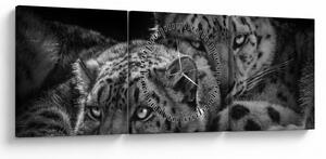 Tablou - Gheparzi care se odihnesc (cu ceas) (90x30 cm)