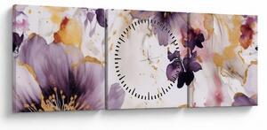 Tablou - Acuarelă flori (cu ceas) (90x30 cm)