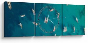 Tablou - Sailboats (cu ceas) (90x30 cm)