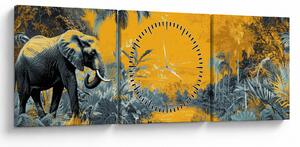 Tablou - Elefant în natură (cu ceas) (90x30 cm)