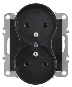 Priză dublă cu împământare OSTE JNH002-G Black