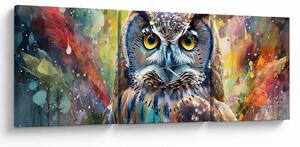 Tablou - Pictură de o bufniță (cu ceas) (90x30 cm)