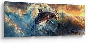 Tablou - Delfin, ilustrații (cu ceas) (90x30 cm)