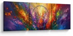 Tablou - Abstracție de flori (cu ceas) (90x30 cm)