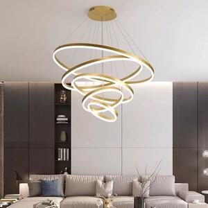 Lustra LED Cu Telecomanda, 5 cercuri, Gold