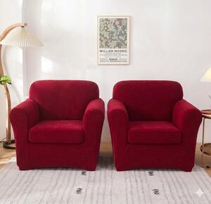 Set 2 Huse Elastice pentru Fotolii, Material Lycra Texturat, Culoare Bordo