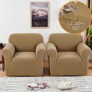 Set 2 Huse Elastice pentru Fotolii, Material Lycra Texturat, Culoare Bej