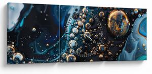 Tablou - Picături de cerneală (cu ceas) (90x30 cm)