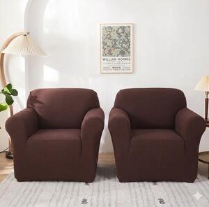 Set 2 Huse Elastice pentru Fotolii, Material Lycra Texturat, Culoare Maro