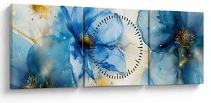 Tablou - Floral, pictură cu cerneală (cu ceas) (90x30 cm)