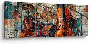 Tablou - Instrumente muzicale (cu ceas) (90x30 cm)