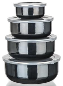 Banchet Set de boluri emailate METALLIC Negru, 8buc