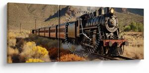 Tablou - Locomotivă cu aburi (cu ceas) (90x30 cm)