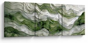 Tablou - Undele verzi și albe (cu ceas) (90x30 cm)