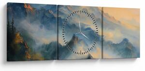 Tablou - Peisaj montan pictat (cu ceas) (90x30 cm)
