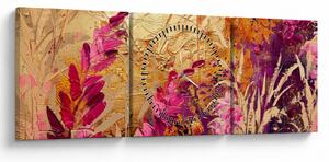 Tablou - Pictură abstractă de flori II. (cu ceas) (90x30 cm)