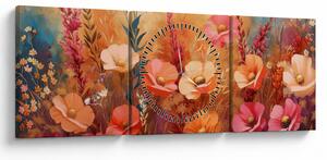 Tablou - Flori de pajiște, pictură (cu ceas) (90x30 cm)
