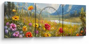 Tablou - Peisaj pictat (cu ceas) (90x30 cm)