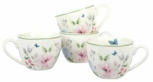 Set de 4 cești din porțelan Flower Garden,90 ml
