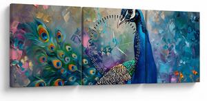 Tablou - Pictura de un păun (cu ceas) (90x30 cm)