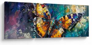 Tablou - Fluture, pictură în ulei (cu ceas) (90x30 cm)