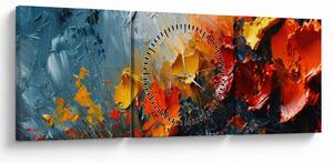 Tablou - Pictură abstractă de flori III. (cu ceas) (90x30 cm)
