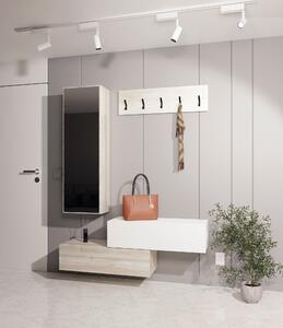 Cuier haaus Diego, Stejar Alb/Alb, 140 x 28 x 180 cm