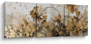 Tablou - pictură abstractă florală (cu ceas) (90x30 cm)