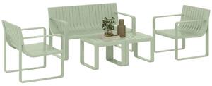 Outsunny Set de Grădină din 5 Piese cu Canapea, 2 Fotolii și 2 Măsuțe, 122x60.5x70 cm, Verde | Aosom Romania