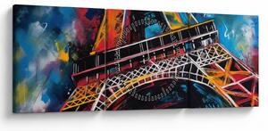 Tablou - Pictură a Turnului Eiffel II. (cu ceas) (90x30 cm)