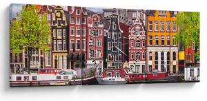 Tablou - Amsterdam, case de dans (cu ceas) (90x30 cm)