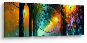 Tablou - Plimbare de noapte (cu ceas) (90x30 cm)