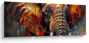 Tablou - Pictura unui elefant (cu ceas) (90x30 cm)
