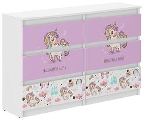 Comodă pentru copii cu unicorn roz 77x30x120 cm