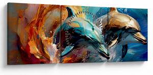 Tablou - Pictură de delfin (cu ceas) (90x30 cm)