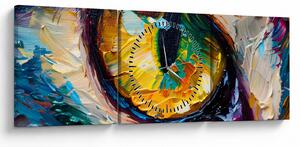 Tablou - Ochi de pisică Pictură (cu ceas) (90x30 cm)