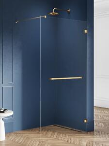 New Trendy Avexa Gold Brushed perete cabină de duș walk-in 90 cm auriu periat/sticla transparentă EXK-7036