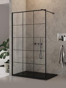 New Trendy New Modus Black perete cabină de duș walk-in 110 cm negru mat/sticlă cu model EXK-5549