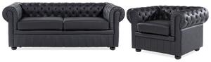 Set canapele CHICHESTER (piele) (negru) (pentru 4 persoane). 1019057