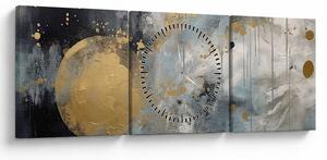 Tablou - Abstracție cu minge de aur (cu ceas) (90x30 cm)