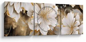 Tablou - Flori în aur (cu ceas) (90x30 cm)