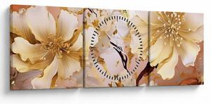 Tablou - Flori de aur (cu ceas) (90x30 cm)
