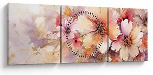 Tablou - Flori (cu ceas) (90x30 cm)