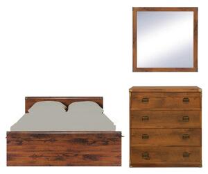 Set dormitor INDIANA, stejar sutter, cu pat 120x200, comoda cu 4 sertare si oglinda