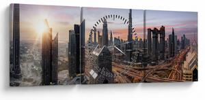 Tablou - Panorama din Dubai (cu ceas) (90x30 cm)
