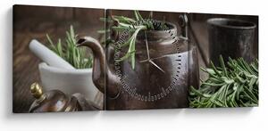 Tablou - Ceainic cu rozmarin (cu ceas) (90x30 cm)