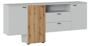 Comoda VERO, alb/stejar, PAL laminat, 205x40x91 cm