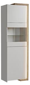 Vitrina DASAR, grej/stejar, PAL laminat/sticla, 64x40x203 cm