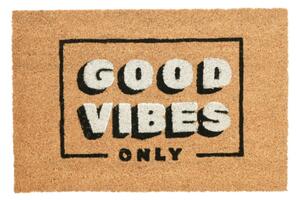 Covor intrare din fibră de cocos 39x59 cm, cu mesaj Good Vibes Only