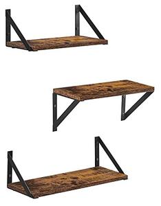 Set 3 etajere - rafturi de perete, Vasagle, Negru , 40.0×15.0×12.0 cm